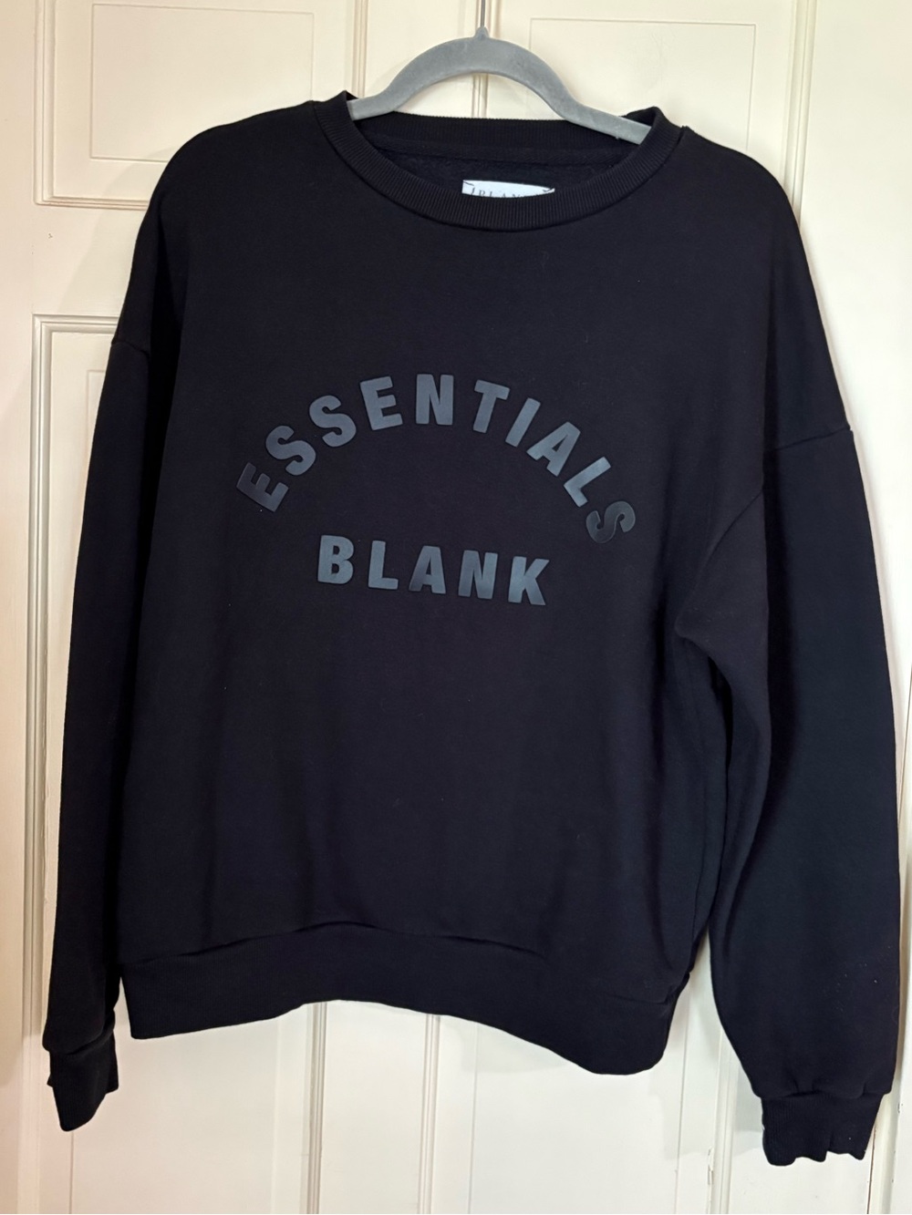 Blank Essentials Arch Crewneck Black Pullover Sweatshirt Size Large Streetwear
